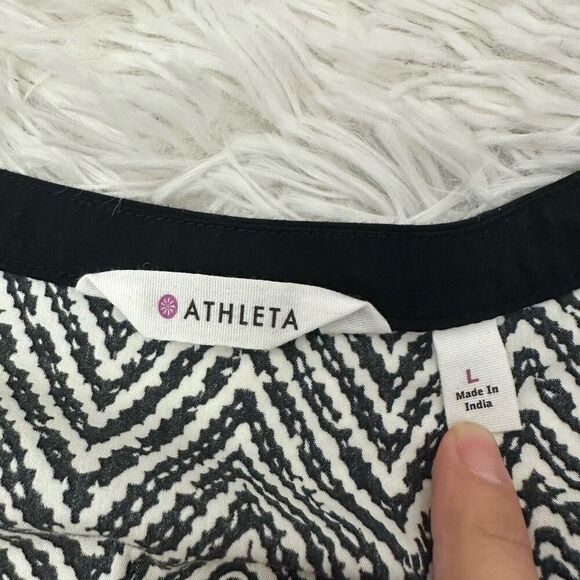 Athleta Herringbone Aztec Kimssa Black White Tunic Swim Cover Up Size Large - Picture 7 of 10